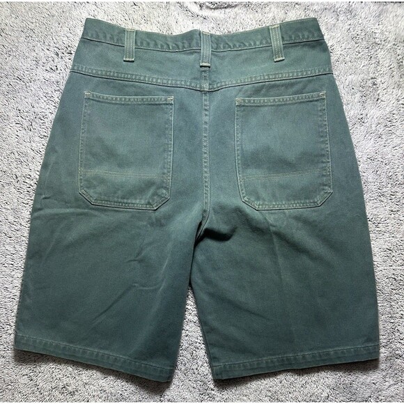 Vintage 90s Streetwear Mens 38 Faded Baggy Loose Denim Short Green Skater Grunge - Picture 10 of 14